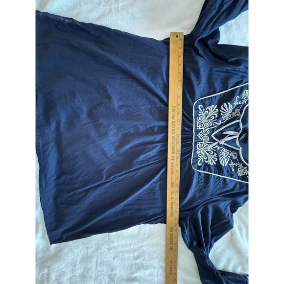 Lane Bryant Embroidered Navy White Blouse Top Sz 22-24 Boho Hippie Coverup - Picture 7 of 13